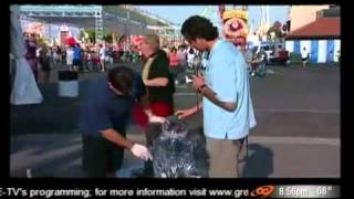 TV reporter knocks over ice sculpture [upl. by Thomey110]