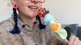 ASMR Eating Garden Themed Marshmallow Lollipop Lofi Eating Sounds 🐞🍄🐌🌿 [upl. by Strade]