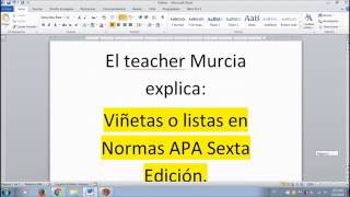 Viñetas en NORMAS APA 6ta Edición 2019 LA MÁS ACTUALIZADA [upl. by Ruyam]