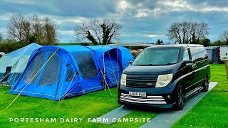 Portesham Dairy Farm Campsite near Weymouth Dorset  Review and day 1  elgrand vanlife camping [upl. by Nissa]