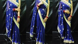 Georgette heavy open palla saree draping tutorial [upl. by Rotkiv]