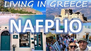 Nafplio Greece ναυπλιο Castle Beach Old Town Hotels Restaurants Cine Nafplio Living in Greece [upl. by Kannav556]