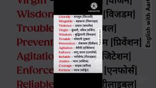 Common word meaning in english with Hindi varalshorts shorts englishgrammar spokenenglish [upl. by Cynar297]