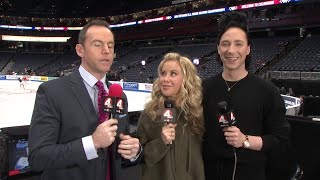 Tara Lipinski and Johnny Weir on Columbus as host city Fridays free skate [upl. by Hseyaj]