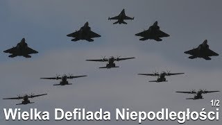 MASSIVE Military Parade in Warsaw Grand Independence Parade Part 1  Aviation  F22 Raptors [upl. by Docilu]