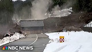 Video shows dramatic landslide during deadly Japanese earthquake [upl. by Clo943]