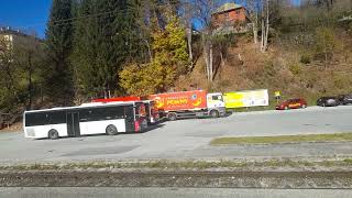 fahrschulelkwradstadtLkw mit Anhänger reversiert am Bahnhof Pongau Austria [upl. by Hsemar868]