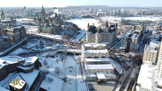 Ottawa Drone view Saturday Feb 5th for second week of freedom convoy rally 252022 [upl. by Carlina]