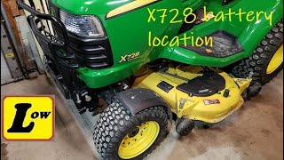 John Deere X728 Battery Change Battery location 2012 Model johndeere lawnmower diy [upl. by Naniac]