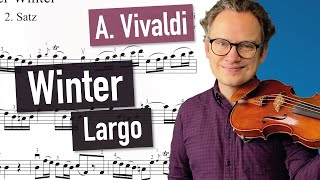 A Vivaldi  Winter Largo  The Four Seasons  violin sheet music  piano accompaniment [upl. by Daitzman232]