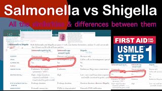 Salmonella vs Shigella in Hindi Urdu by first aid for USMLE step 1 [upl. by Kyte]