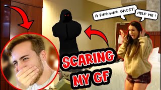 HAUNTED HOTEL PRANK ON MY GIRLFRIEND HILARIOUS [upl. by Olnek]