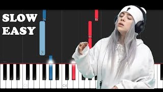 Billie Eilish  Listen Before I Go SLOW EASY PIANO TUTORIAL [upl. by Adli91]