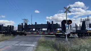 CSX 936 Leads Slab Train South  CR B Railroad Crossing Deshler OH [upl. by Adlesirg595]