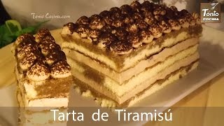 Tarta de TIRAMISÚ con crema sin huevo  Especial fiestas [upl. by Aehta]