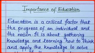 Essay on Importance of Educationshort essay on Importance of education [upl. by Norac]