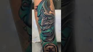 Hannya mask tattoo cover up Djtattoo Poipettattoo cover up [upl. by Clair]