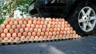 Car vs 400 Eggs  Crushing Crunchy amp Soft Things by Car  How to SMASH 400 EGGS by Car  EXPERIMENT [upl. by Ahseikal]