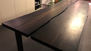 Medieval live edge dining table out of 2000 year old Bog Oak  Bog oak [upl. by Eyks451]