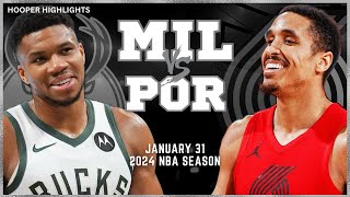 Milwaukee Bucks vs Portland Trail Blazers Full Game Highlights  Jan 31  2024 NBA Season [upl. by Euginimod638]