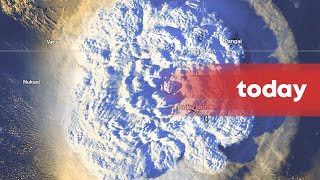 Satellite footage of underwater volcano in Tonga [upl. by Leibarg]