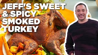 Jeff Mauros Sweet and Spicy Smoked Turkey with Smoked Gravy  The Kitchen  Food Network [upl. by Sokem]