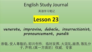 English Vocabulary 23 提高英语词汇中高级 venerate improvise debacle insurrectionist pronouncement [upl. by Yrrek]