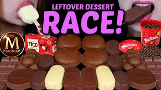 ASMR LEFTOVER DESSERT RACE TICO ICE CREAM MALTESERS MILKA amp WHITE CHOCOLATE MAGNUM ICE CREAM 먹방 [upl. by Elacsap]