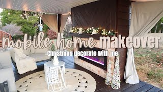 NEW MOBILE HOME COVERED DECK DECOR REVEAL  Christmas decorate with me  2023  Ep 8 [upl. by Grider569]