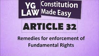 Article 32  Writ Jurisdiction  Constitution of India [upl. by Berti]