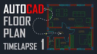 AutoCAD Floor Plan  Timelapse  Part 1 [upl. by Ahsirkal176]