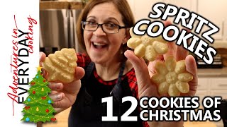 Watch me struggle with Spritz Cookies with the Cookie Press 12 Cookies of Christmas  Recipe 2 [upl. by Stilwell]