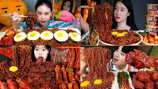 ASMR EATING SPICY KOREAN NOODLES BEST MUKBANG CHALLENGE mukbang eating [upl. by Urina]