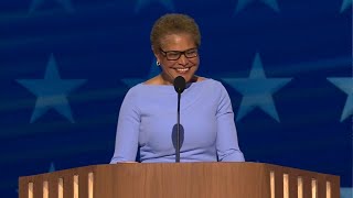 FULL SPEECH Mayor Karen Bass praises VP Kamala Harris at DNC [upl. by Ahsenwahs]