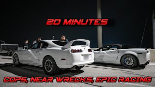 20 Minutes of the Wildest Street Racing of 2023 Near Wrecks Cops and insane 3 way racing [upl. by Tiebold]