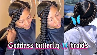 Two Quick And Easy Goddess BUTTERFLY BRAID  Protective Hairstyle 🦋 [upl. by Aseel]