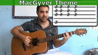 Tutorial MacGyver Theme  Fingerstyle Guitar w TAB [upl. by Rafe]