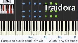 Como Tocar quot Traidoraquot en Piano Tutorial  Gente de Zona Ft Marc Anthony  Letra y Acordes [upl. by Aiyotal]