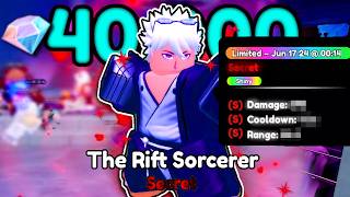 Spending 40000 for 0001 SECRET SHINY RIFT SORCERER GOJO in Anime Defenders Update 2 [upl. by Oretna]