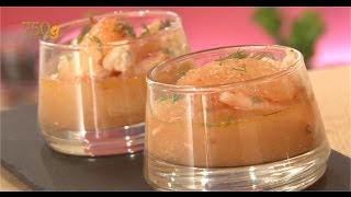 Recette de Verrines de crevettes et pamplemousse  750g [upl. by Suoiradal844]