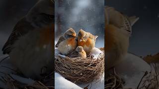 Pigeon Protects Chicks from Intense Snowstorm viralvideo pigeon birds trending snow [upl. by Nnylram]