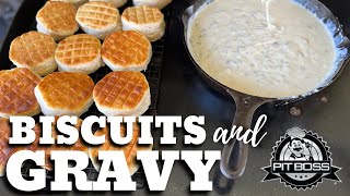 Biscuits and Gravy on the Griddle Easy Breakfast Idea [upl. by Cartie]