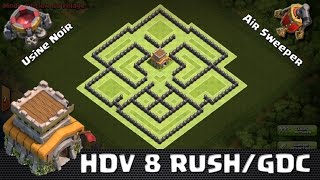 Clash Of Clans Village HDV 8 RUSHGDC Efficace  Airsweeper SpeedBuilding [upl. by Narine781]