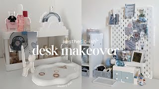 🎐aesthetic desk makeover ikea pegboard pinterest inspired blue and white aesthetic amazon hauls [upl. by Abehsat980]