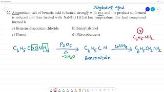 Ammonium salt of benzoic acid is heated strongly with P O2 5 and the product so formed [upl. by Dnana275]