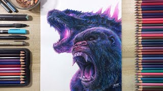 Drawing Godzilla x Kong  Fame Art [upl. by Laeira85]