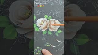 ［手繪溫度］皮革彩繪分享 art玫瑰 painting acrylic flowers drawing diy cake [upl. by Moira481]