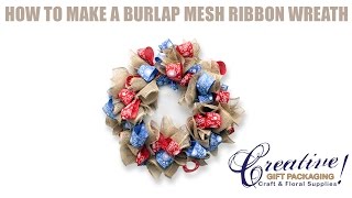 How to make a Burlap Wreath with Floral Printed Ribbon [upl. by Brockwell]