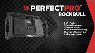 PerfectPro 05 ROCKBULL JOBSITE RADIO DAB FM BLUETOOTH USB MP3 AuxIn LITHIUM BATTERY INSIDE [upl. by Yeorgi]