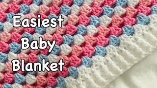 Easiest crochet baby blanket crochet granny stripe blanket easy baby blanket beginner friendly [upl. by Aleahc]